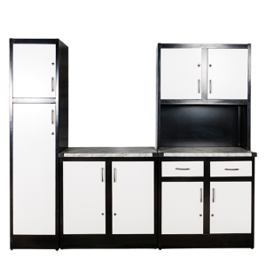 Black and silver doors Kobe kitchen unit